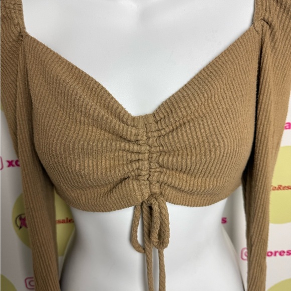 Glare Brown Ruched Long Sleeve Top - Picture 2 of 6